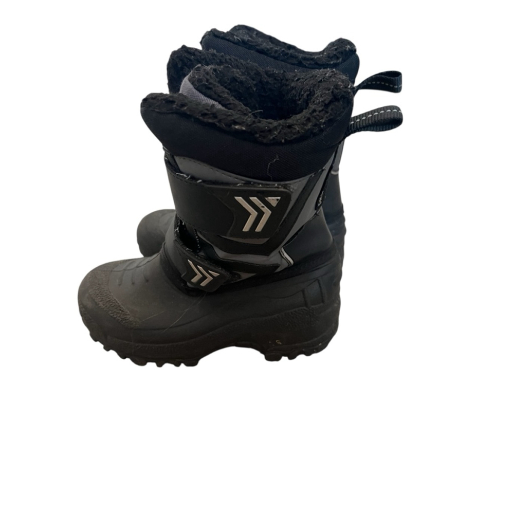 KIDS Winter Boots 12 Black Velcro Fleece Lined Rubber Sole